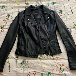 Faux leather moto jacket